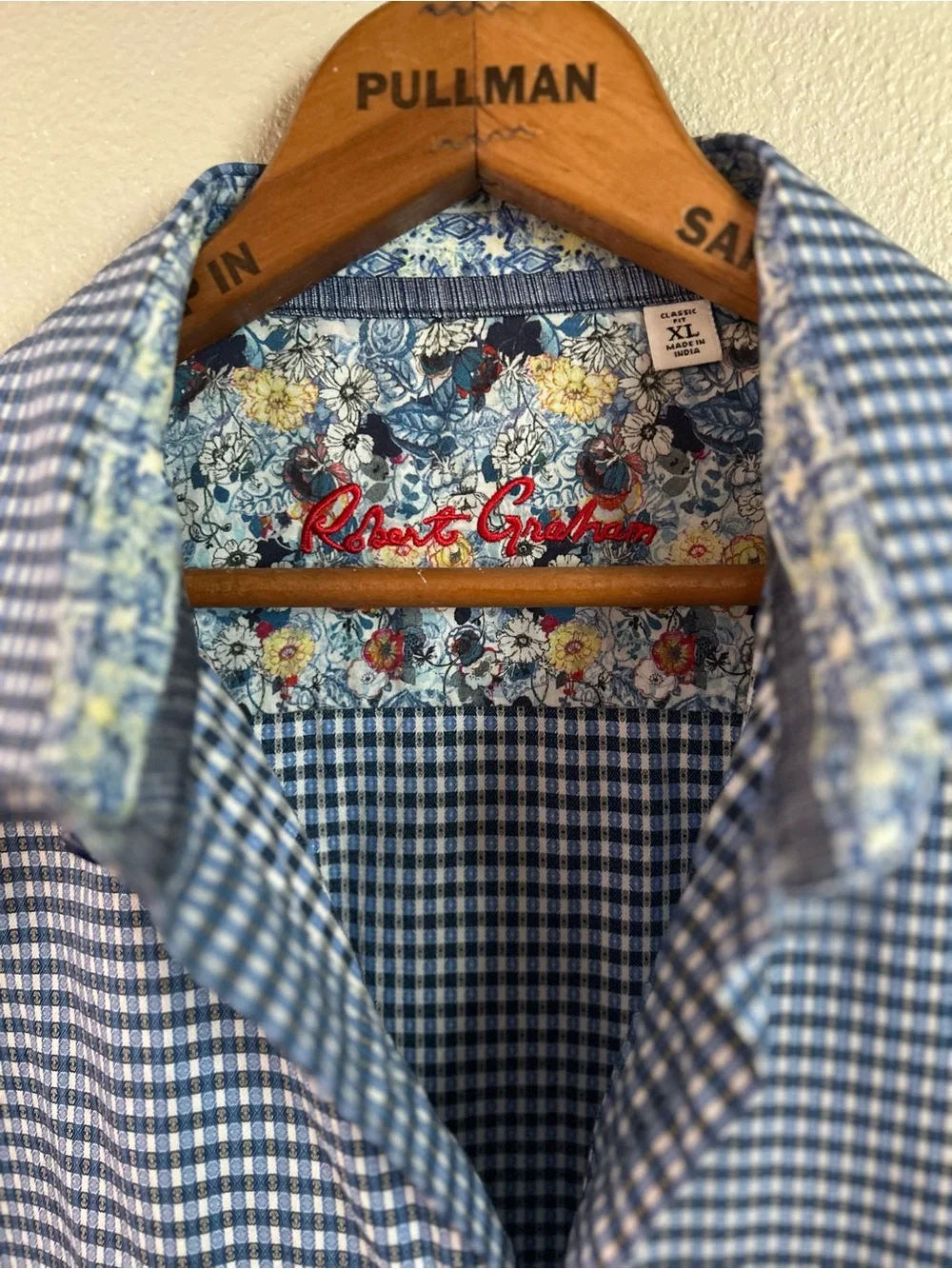 Robert Graham Blue and White Micro-Check Button-Down Shirt